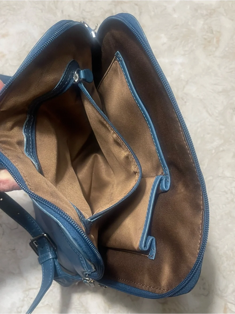 ili Peacock Blue Leather Backpack